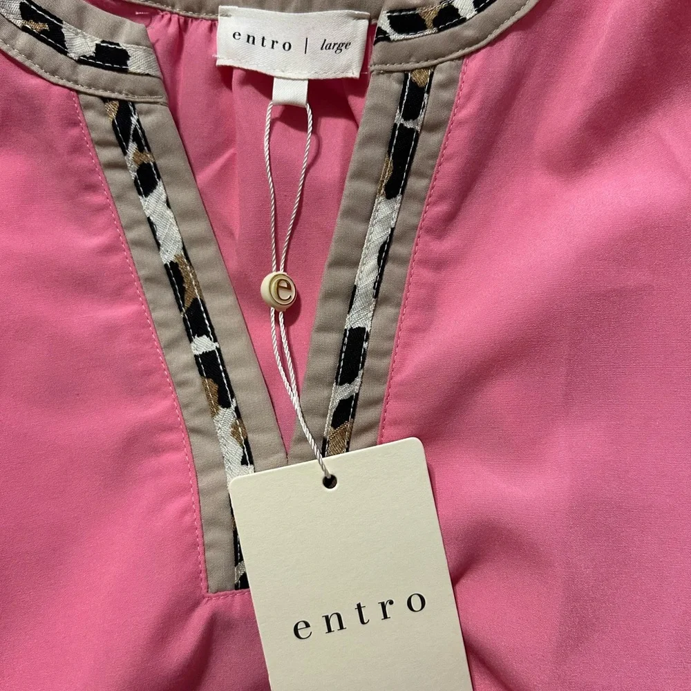 Entro Pink Blouse with Animal Print Detail - Picture 3 of 4